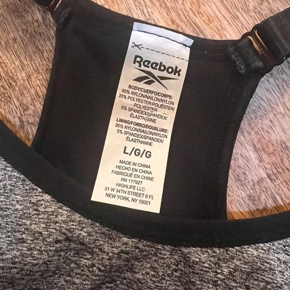 Set of 2 Gray Reebok Racerback Sports Bras with Removable Cups - Picture 5 of 15